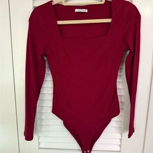 ReoRia Vibrant Red Long Sleeve Bodysuit